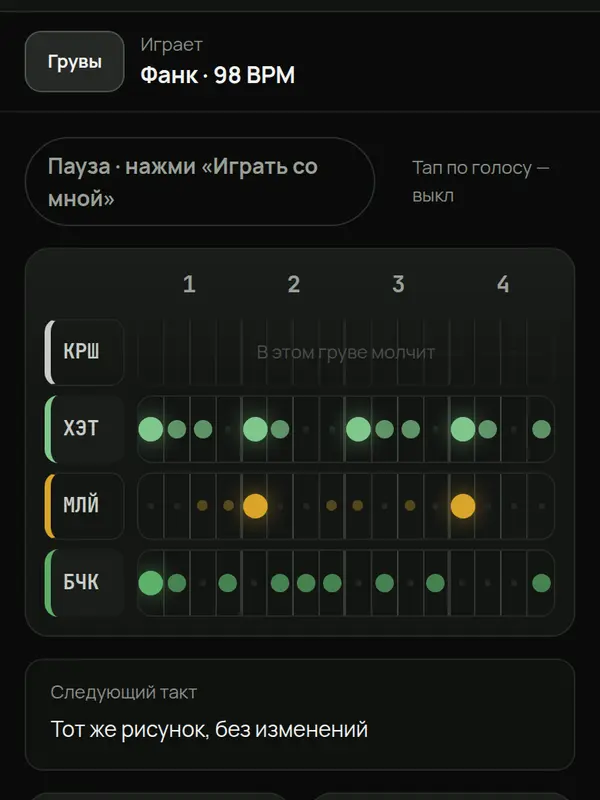 Барабанщик — экран инструмента